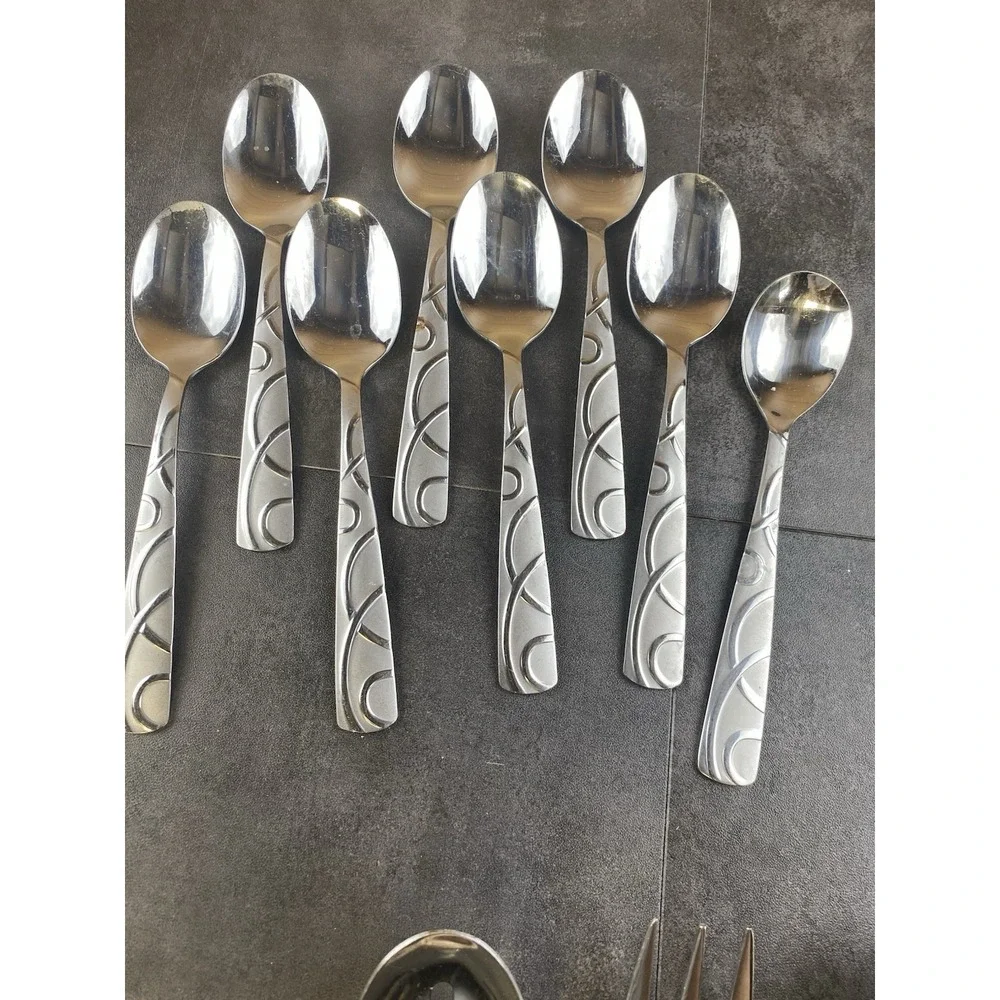 Cambridge Conquest Set of 37 Glossy Frosted Circles Flatware